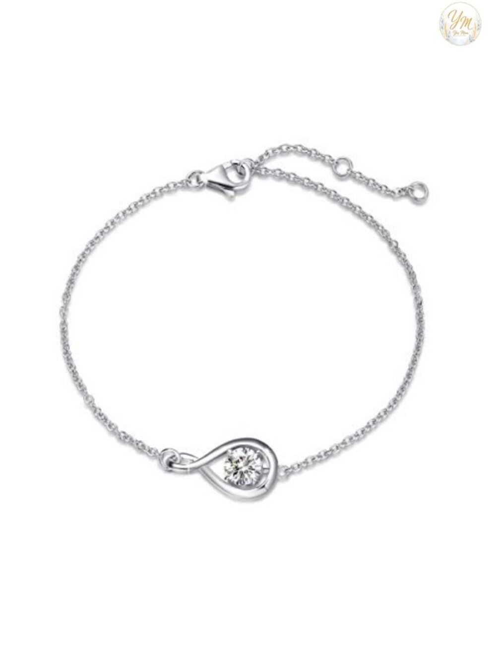 925 Sterling Silver Infinity Birthstone Bracelet Women White Gold Plated Link